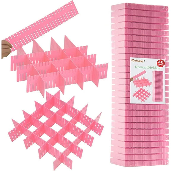 40 drawer partitions, adjustable drawer organizer