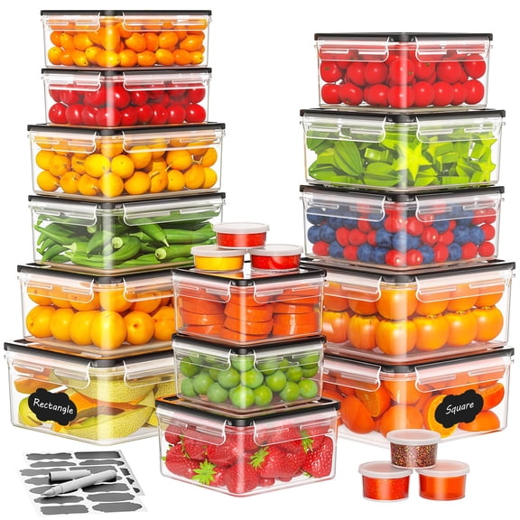 40 food storage containers with lids and seals (20 lids and 20 containers)-reusable plastic leak-proof meals-preparation containers for kitchen storage mechanisms microwave oven
