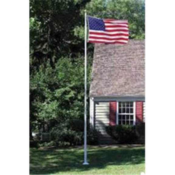 40 ft. Fiberglass Flagpole with Hinged Base & Internal Halyard, White