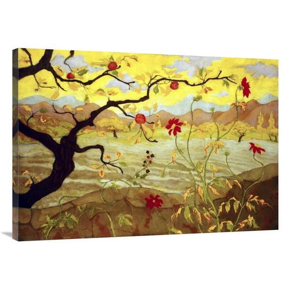 40 in. Apple Tree with Red Fruit Art Print - Paul Ranson