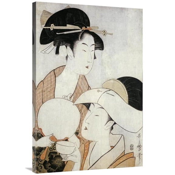 40 in. Bust Portrait of Two Women Art Print - Kitagawa Utamaro