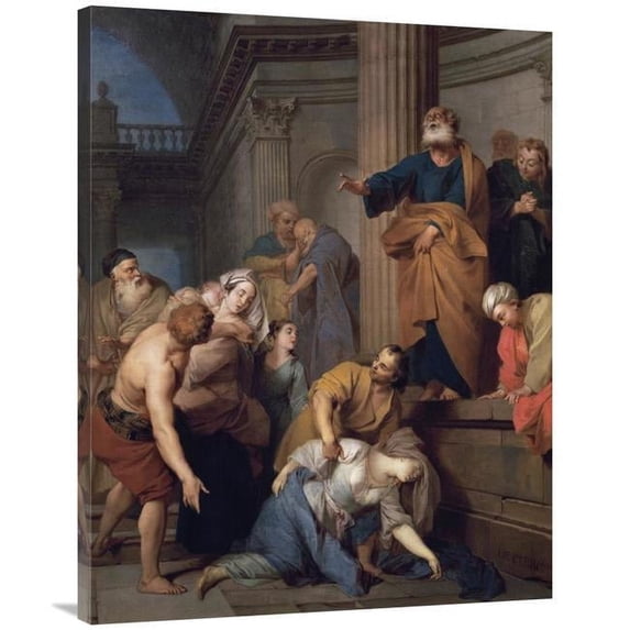 40 in. Death of Saphira, Wife of Ananias Art Print - Sebastian Le Clerc