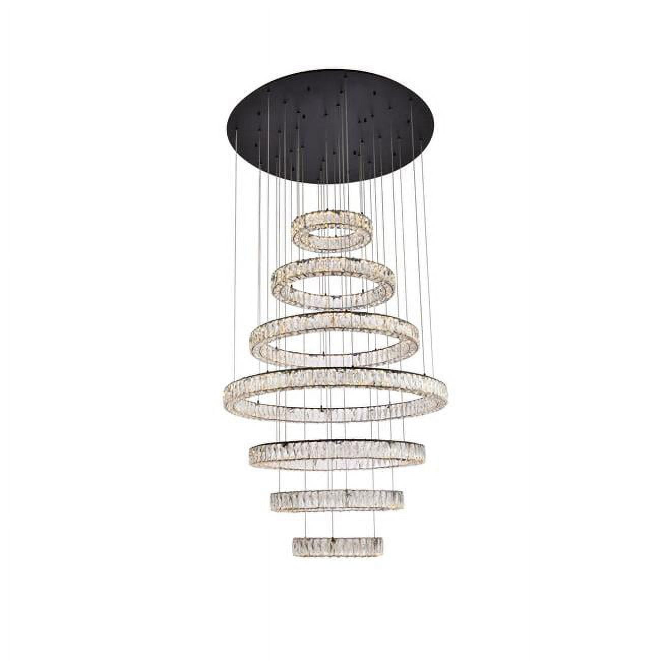40" Black Stainless Steel and Crystal LED Chandelier