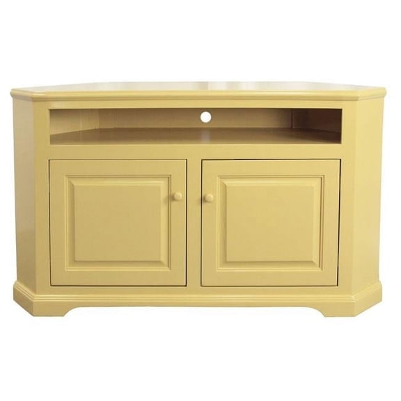 40 in. Poplar Curve Corner TV Stand, Burnt Red