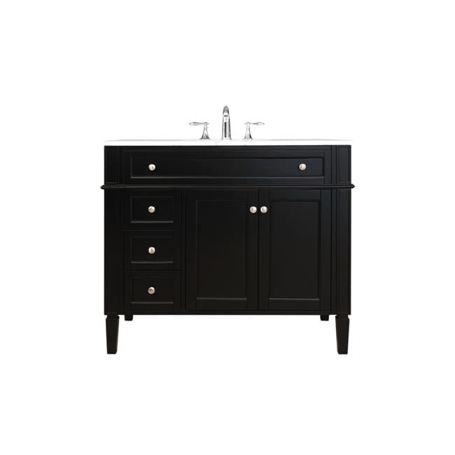 Park Avenue 40" Black Single Freestanding Vanity with Carrara Marble Top