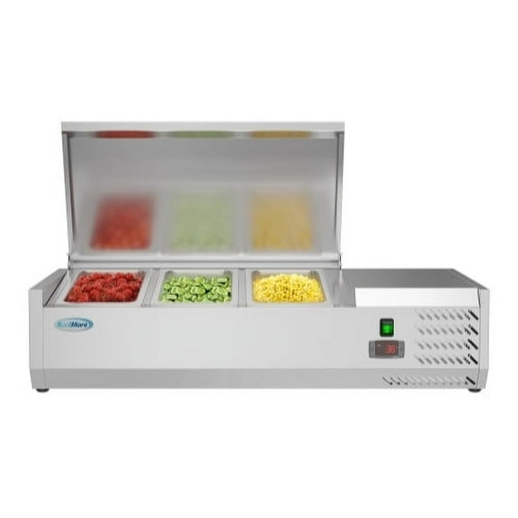 40 in. Three Pan Refrigerated Countertop Condiment Prep Station - SCDC-3P-SG