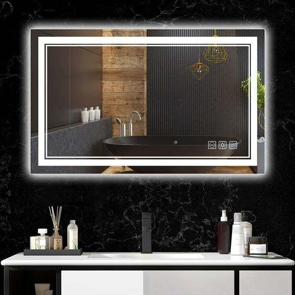 40 in. W x 24 in. H Frameless Rectangular Anti-Fog LED Light Bathroom Vanity