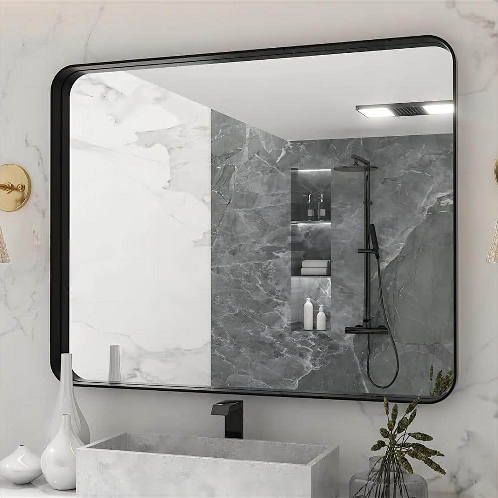 40 in. W x 32 in. H Rectangular Aluminum Framed Wall Bathroom Vanity