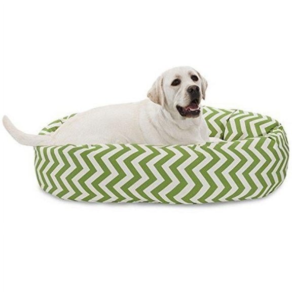 40 in. Zig Zag Sherpa Donut Pet Bed - Sage