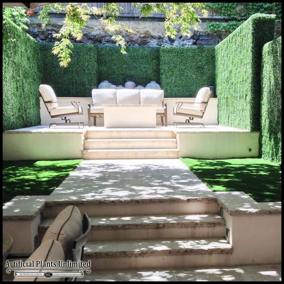 40 in. x 120 in. Artificial Dark Green Boxwood Roll Panels UV Protected for Outdoor Use