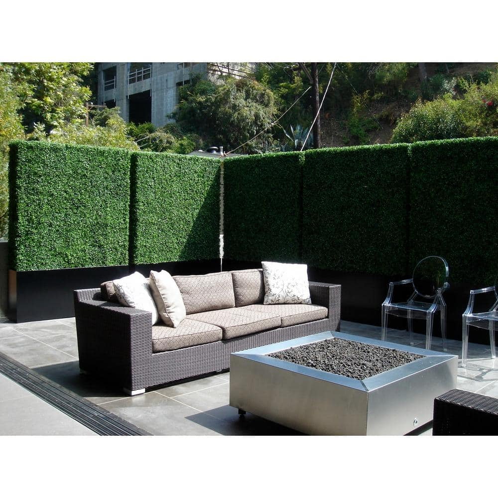40 in. x 120 in. Light Green Artificial Boxwood Hedge Panels with Lights