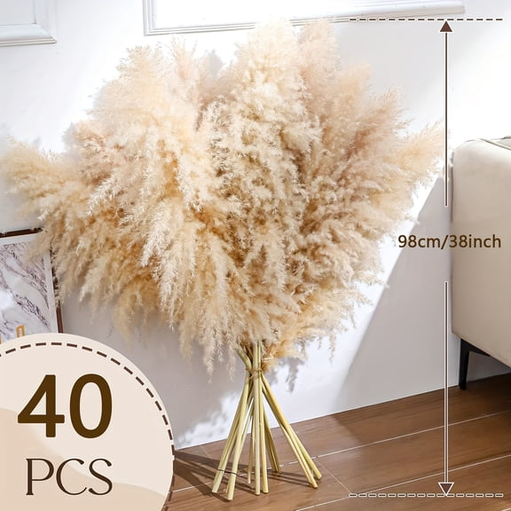 40" inch 40 Stems Natural Pampas Grass Decor Tall, pompas Grass, Tall Pampas Grass for Wedding, Party, Farmhouse, Boho Home Decor