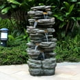 thumbnail image 1 of 40in High Outdoor 6-tier Rock Cascading Water Fountain with LED Lights, 1 of 5