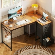 40 inch Computer Desk with 4 Fabric Drawers — Home Office Desks with Storage, Writing Desk with Side Hook, Desk Study/Work Table for Bedroom and Small Space, Vintage