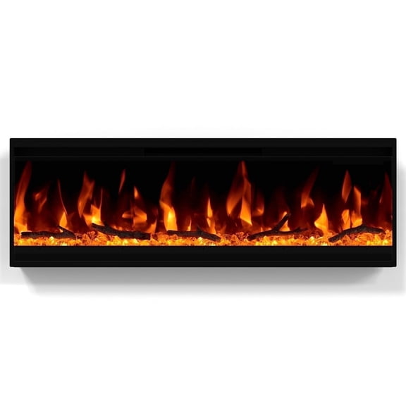 cooboom 40'' Electric Fireplace，4.3" Ultra-Thin Electric Fireplace, Narrow Frame, Wall Mounted and Recessed Design, Remote Control.