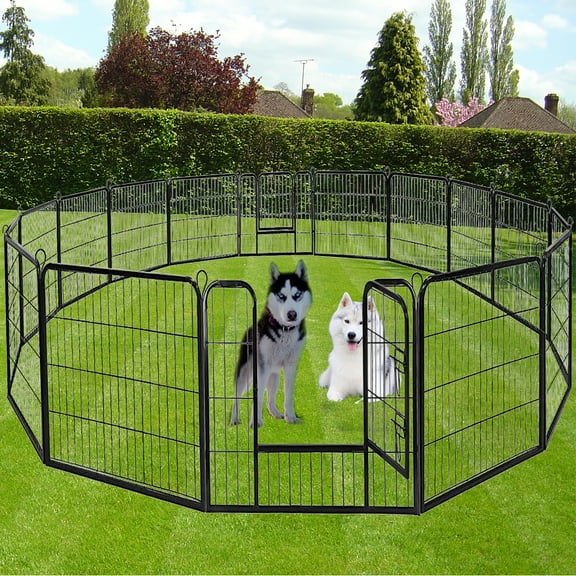40 inch Heavy-Duty 16-Panel Extra Large Dog Playpen, Foldable Metal Exercise Dog Fence outdoor for yard with Secure Door for Large Dogs