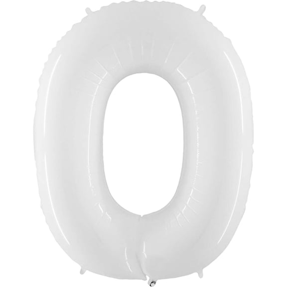 40 inch Number 0 - White Foil Mylar Balloon - Party Supplies Decorations