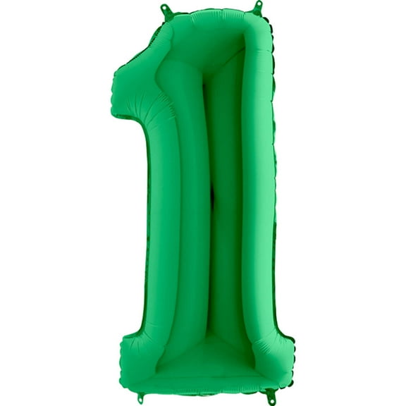 40 inch Number 1 - Metallic Green Foil Mylar Balloon - Party Supplies Decorations