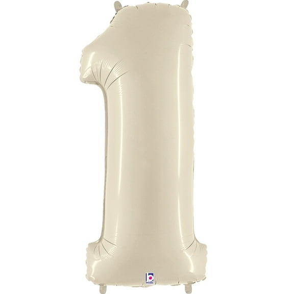 40 inch Number 1 - White Sand Megaloon Foil Mylar Balloon - Party Supplies Decorations