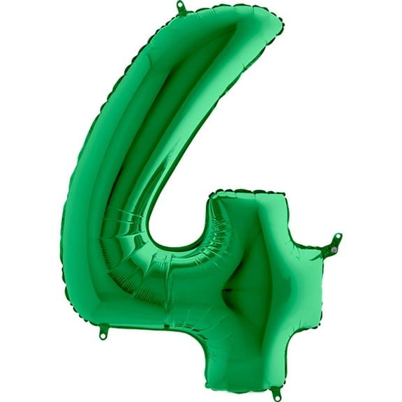 40 inch Number 4 - Metallic Green Foil Mylar Balloon - Party Supplies Decorations