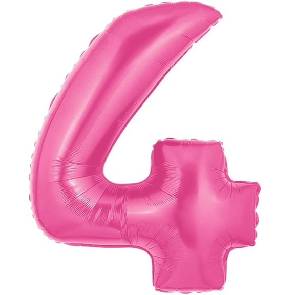 40 inch Number 4 - Pink Megaloon Betallic Foil Mylar Balloon - Party Supplies Decorations