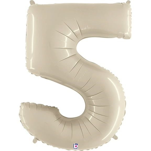 40 inch Number 5 - White Sand Megaloon Foil Mylar Balloon - Party Supplies Decorations