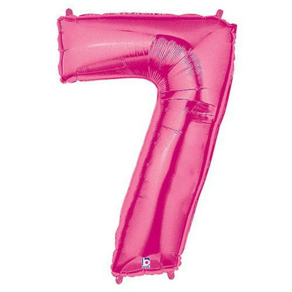 40 inch Number 7 - Pink Megaloon Betallic Foil Mylar Balloon - Party Supplies Decorations