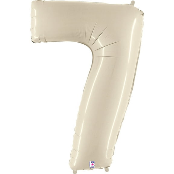 40 inch Number 7 - White Sand Megaloon Foil Mylar Balloon - Party Supplies Decorations