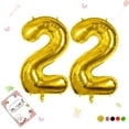 thumbnail image 1 of 40 inch Number Balloon 0-9 Gold Large Number 22 Balloons,Digital Balloons for Birthday Party Celebration Decorations Supplies, Helium Foil Number Balloons for Wedding Anniversary, 1 of 15