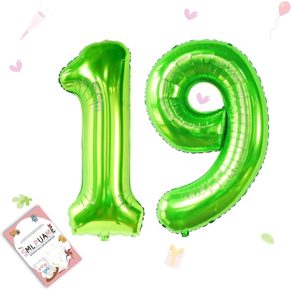 40 inch Number Balloon 0-9 Green Large Number 19 Balloons,Digital Balloons for Birthday Party Celebration Decorations Supplies, Helium Foil Number Balloons for Wedding Anniversary