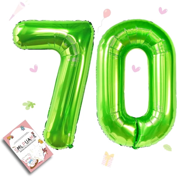 40 inch Number Balloon 0-9 Green Large Number 70 Balloons,Digital Balloons for Birthday Party Celebration Decorations Supplies, Helium Foil Number Balloons for Wedding Anniversary