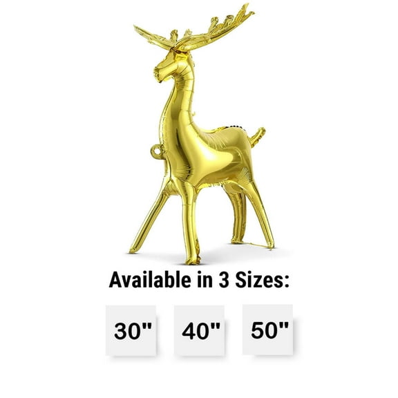 40 inch Party Brands Metallic Gold 3D Standing Reindeer Foil Mylar Balloon - Party Supplies Decorations