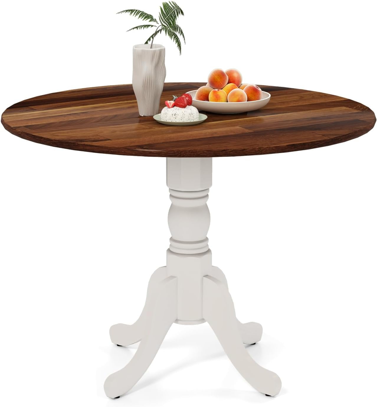 40-inch Round Dining Table, Rubber Wood Kitchen Dinette Table for 4 ...