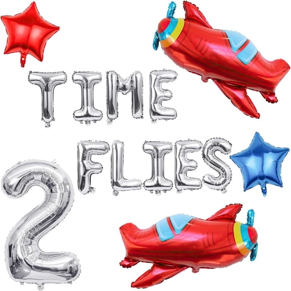 40 inch number 2 balloon Aircraft aluminum Film balloons TimeFlies aluminum Foil balloons flying birthday digital balloon