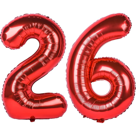 40 inch red big number 26 birthday party decoration foil polyester film balloons anniversary party wedding for girls and boys digit 26