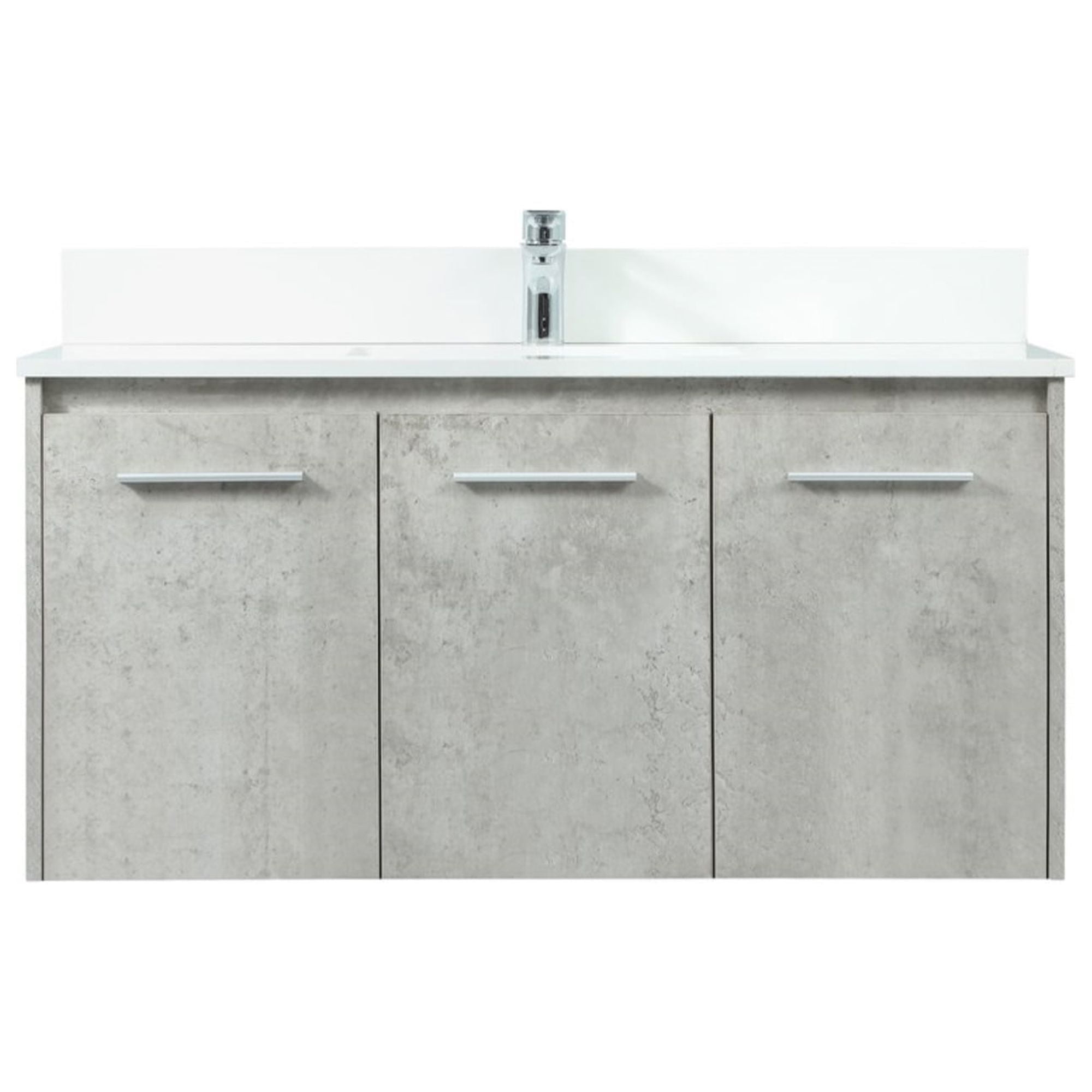 Concrete Gray 40" Single Sink Freestanding Vanity with Marble Top