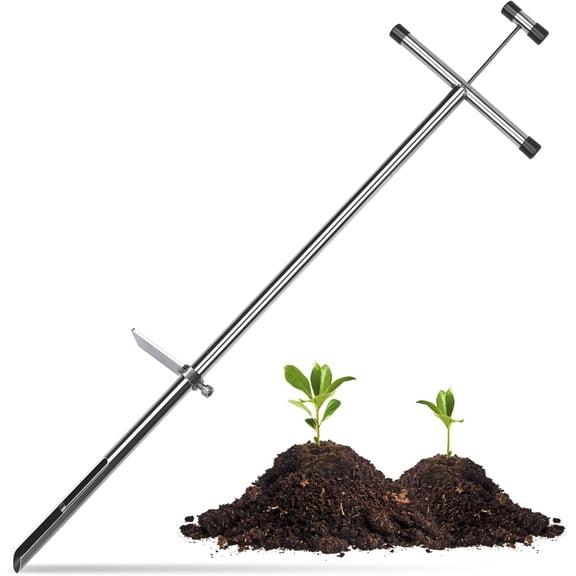 40-inch soil sample probe, stainless steel handle soil probe for soil sampling, soil core sampling tool for soil sampling plant care, garden, farm, agriculture, golf course, lawn
