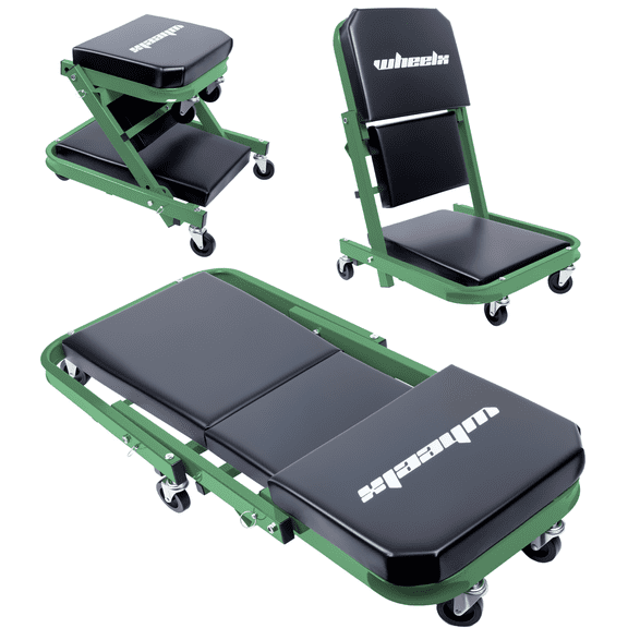 40in Mechanic Creeper 3-in-1 Z Seat 480Lbs Foldable Rolling Garage Under Car 6 Wheels