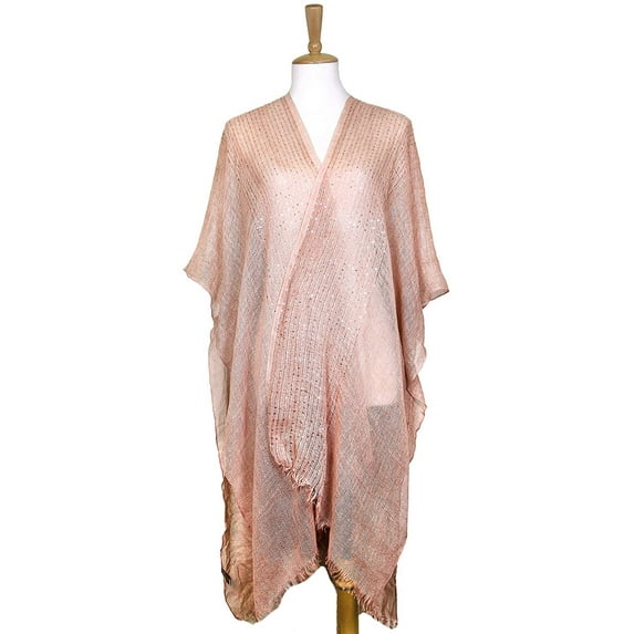 40 inch x70.8 inch 100% Visose Mesh Cover Up with Sequins Coral