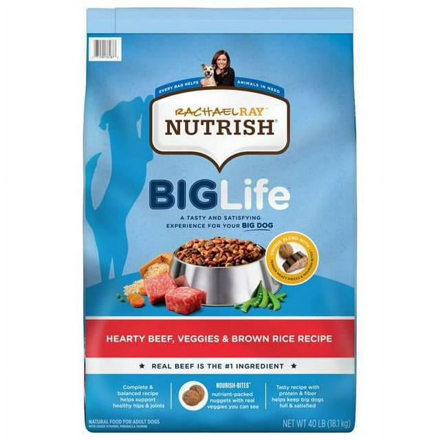 40 lb Big Life Hearty Beef, Veggies and Brown Rice Recipe Dry Dog Food