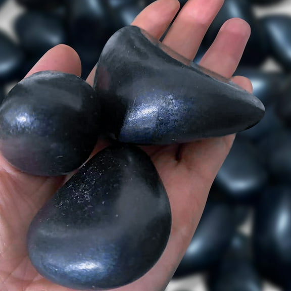 40 lbs Black Polished River Rocks, 1-2 Inch Decorative Stones for Landscaping, Plants, Vase Fillers & DIY Projects - Natural Pebbles Garden Path, Aquarium Safe