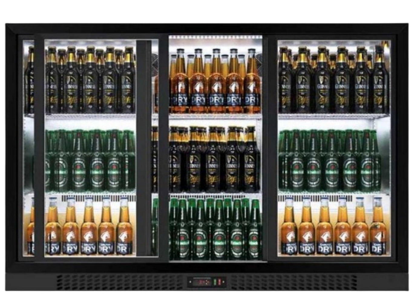 Cooler Deppot 53in Beverage Cooler, Commercial Counter Height Refrigerator, 11.3 Cu.Ft, 3 Glass Door, 441 Cans Capacity