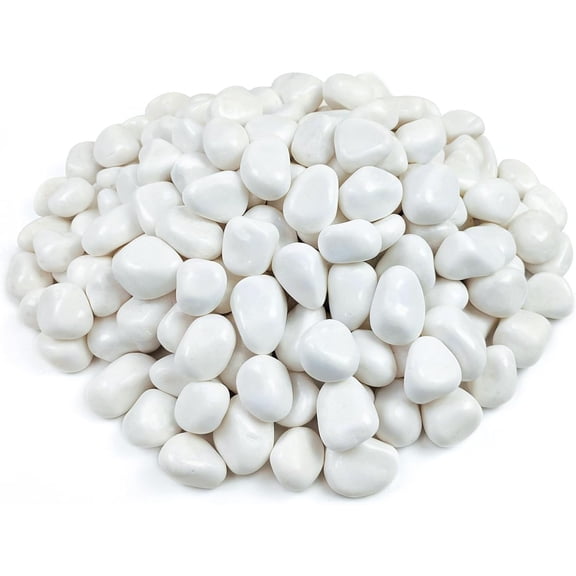 40 lbs White Stones for Garden, 1-2 Inch Decorative Polished White River Rocks for Plants Landscaping Vase Aquarium and Backyard Rocks
