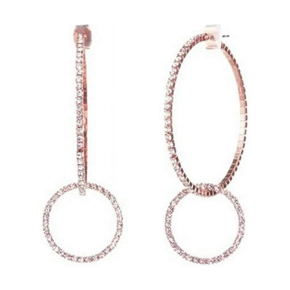 40 mm Rhinestone Double Hoop Earrings, Rose Gold