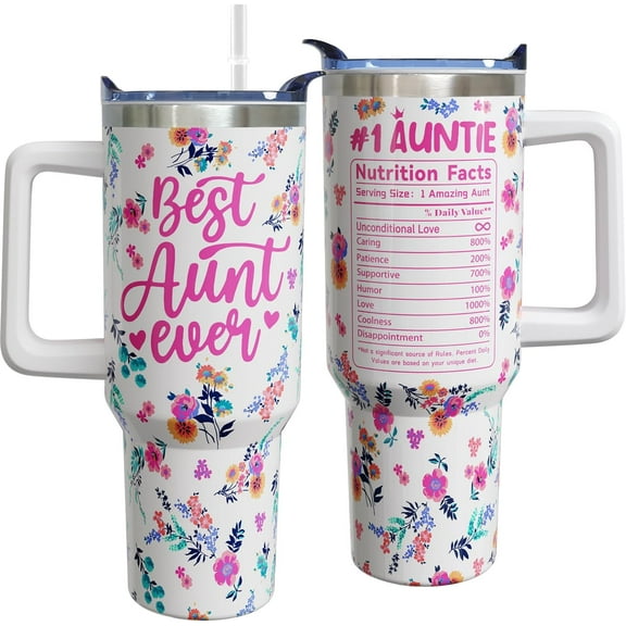 40 oz Best Aunt Ever Tumbler With Handle, Aunty Gifts from Niece Nephew, Aunty Cup, Best Auntie Ever Present, Gift for Auntie
