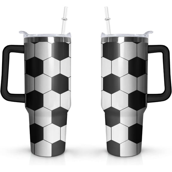 40 oz Boy Soccer Water Bottle Gifts Tumbler with Handle Straw Lid 40oz Soccer Lover Gift Double Stainless Steel Insulated Soccer Cup Travel Coffee Mug Soccer Water Bottles for Boys