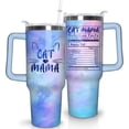 thumbnail image 1 of 40 oz Cat Mama Tumbler with Handle and Straw, Stainless Steel Insulated Cat Travel Coffee Mug Cup Water Bottle, Cat Mama Themed Gifts Stuff for Women, Cat Lover Gifts for Women Girls, 1 of 6