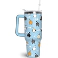 thumbnail image 1 of 40 oz Cat Tumbler with Handle and Straw, Blue Cat Stainless Steel Vacuum Insulated Travel Coffee Mug Cup Water Bottle, Kitty Stuff Accessories Decor, Cats Lover Gifts for Women Girls, 1 of 6