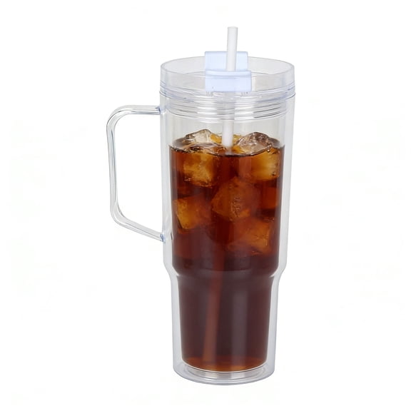 40 oz Clear Plastic Tumbler - Reusable Iced Coffee Cup with Lid and Straw, Suitable for family gatherings, movies, car trips and outdoor iced coffee cups Perfect for Daily Use and festival gifts