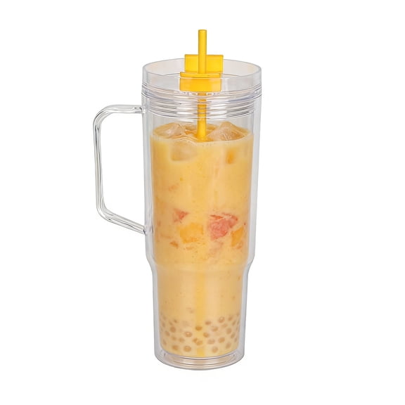40 oz Clear Plastic Tumbler - Reusable Iced Coffee Cup with Lid and Straw, Suitable for family gatherings, movies, car trips and outdoor iced coffee cups Perfect for Daily Use and festival gifts